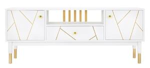 Comoda TV Luxy, Mauro Ferretti, 140x50x55 cm, lemn de pin, alb/auriu