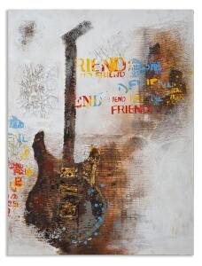 Tablou decorativ Guitar Art, Mauro Ferretti, 90x120 cm, pictat manual, canvas/lemn de pin
