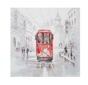 Tablou decorativ Tram -A, Mauro Ferretti, 80x80 cm, canvas pictat manual, multicolor