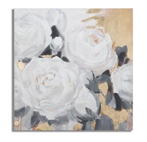 Tablou decorativ White Flowers - A, Mauro Ferretti, 90x90 cm, pictat manual, canvas/lemn de pin