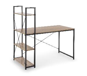 Masa de birou cu etajera, din pal si metal Narcis B1 Stejar Sonoma / Negru, L120xl64xH120 cm