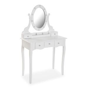 Masa de toaleta cu oglinda Diva, Versa, 80x40x137 cm, lemn, alb