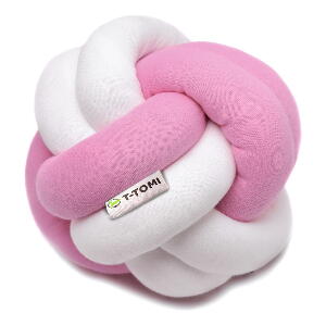 Minge tricotată din bumbac T-TOMI, ø 20 cm, roz - alb