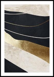 Tablou, Styler, Black & Gold II, 50 x 70 cm, MDF, multicolor