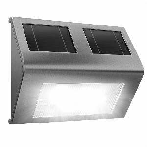 Lampa solara de perete pentru exterior Deuba, LED, otel inoxidabil, gri, 14 x 9,5 x 2,5 cm