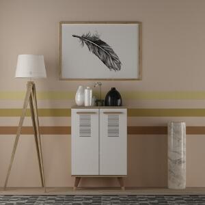 Dulap multifunctional, Olivia, Asimo X, 60 x 90.6 x 35 cm, pal melaminat, stejar/alb