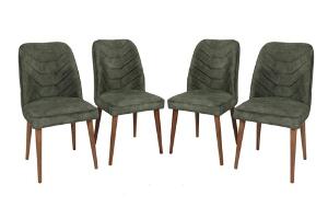 Set 4 scaune, Nmobb, Dallas 565, 50 x 90 x 49 cm, lemn/metal, maro/verde inchis