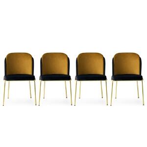 Set 4 scaune, Nmobb, Dore 102, 54 x 86 x 55 cm, metal/pal, auriu/negru