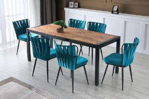 Set 4 scaune, Nmobb, Kusakli 158, 43 x 82 x 43 cm, metal, negru/bleu