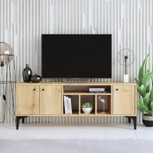 Comoda TV, Emerald, Luna v2, 150 x 40 x 40 cm, pal melaminat, stejar
