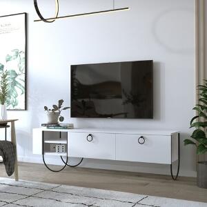 Comoda TV, Homitis, Norfolk, 150 x 44 x 36 cm, pal melaminat/metal, alb