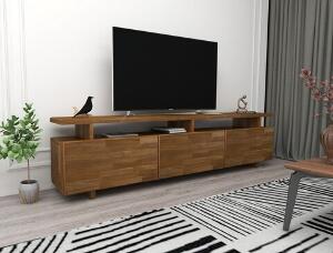 Comoda TV, Woodface, Verona, 174 x 52 x 30 cm, lemn solid de pin, maro