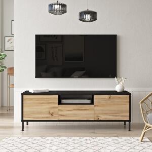 Comoda TV, Yardley, LV2 - KL, 140 x 46.4 x 35.5 cm, pal melaminat/metal, stejar/negru