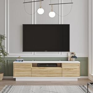 Comoda TV, Yardley, LV4 - WK, 140 x 39.5 x 35.5 cm, pal melaminat, stejar/alb