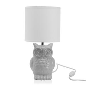 Lampa de masa Owl, Versa, 16 x 16 x 32.5 cm, ceramica, gri deschis