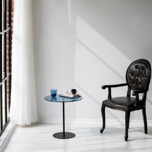 Masa de colt, Neostill, Chill-Out, 50 x 50 x 50 cm, sticla temperata/metal, negru/albastru