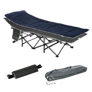 Outsunny Pat pliabil de camping pentru adulti, pat pliabil cu saltea, perna si husa de transport, 188x64.5x53cm, albastru