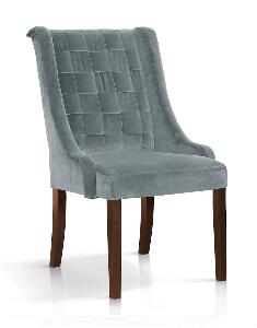Scaun tapitat cu stofa, cu picioare din lemn Prince Velvet Gri / Nuc, l55xA70xH105 cm