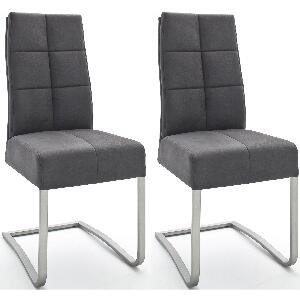 Set 2 scaune tapitate cu stofa si picioare metalice, Salva II Gri / Crom, l46xA61xH102 cm
