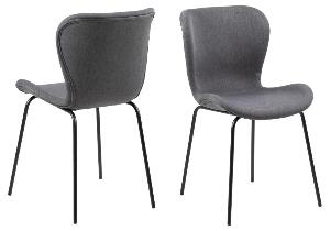 Set 2 scaune tapitate cu stofa si picioare metalice Batilda A-1 Gri Inchis / Negru, l48xA55xH82,5 cm