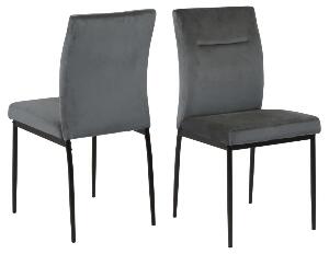 Set 2 scaune tapitate cu stofa si picioare metalice Demi Gri inchis / Negru, l45,5xA54,5xH90 cm