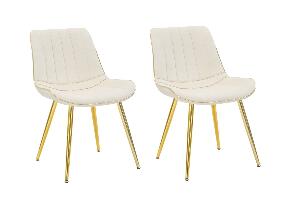 Set 2 scaune tapitate cu stofa si picioare metalice Paris Velvet Crem / Auriu, l51xA59xH79 cm