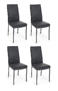 Set 4 scaune tapitate cu piele ecologica si picioare metalice Sofie Antracit / Gri, l43xA59,5xH99,5 cm