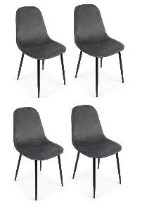 Set 4 scaune tapitate cu stofa si picioare metalice Irelia Velvet Gri Inchis / Negru, l52,5xA42,5xH90 cm