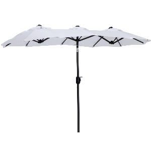 Outsunny Umbrela de soare de gradina dubla, copertina cu orificii cu ventilatie si 12 nervuri, 285x147x227cm, alb | AOSOM RO