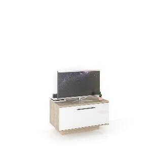 Comoda TV CUBO A90 Modern, 1 usa, Oak, Alb Gloss