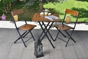 Set masa cu 2 scaune, Valovi, Bistro, mdf/metal, nuc/negru