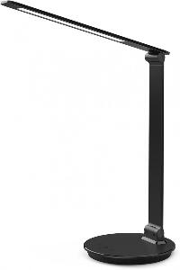 Lampa de birou Vansuny, cu port de incarcare USB, brat flexibil, 6 niveluri de luminozitate, negru, aluminiu, 35,5 x 34 cm