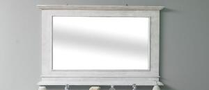Oglinda decorativa cu rama din lem de brad, Pasy PS138B Alb P004 / Alb Antichizat P080, l151xH95 cm