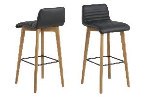 Set 2 scaune de bar tapitate cu piele ecologica Arosa Black