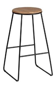 Set 2 scaune pentru bar, Wenko, Loft, 42 x 42 x 70 cm, bambus/metal, negru/maro