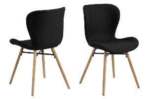 Set 2 scaune tapitate cu stofa si picioare din lemn Batilda A-1 Antracit / Stejar, l47xA53xH82,5 cm