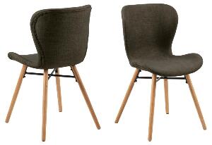 Set 2 scaune tapitate cu stofa si picioare din lemn Batilda A-1 Kaki / Stejar, l47xA53xH82,5 cm