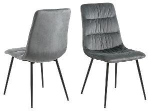 Set 2 scaune tapitate cu stofa si picioare metalice Lilian Velvet Gri / Negru, l47xA57xH92 cm