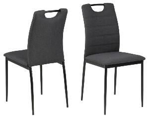 Set 4 scaune tapitate cu stofa si picioare metalice Dia Gri / Negru, l43,5xA53xH92 cm