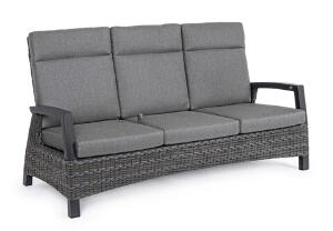 Canapea cu 3 locuri pentru gradina/terasa Britton, Bizzotto, 194.5 x 83 x 103 cm, fibra sintetica/tesatura ofelin, gri carbune