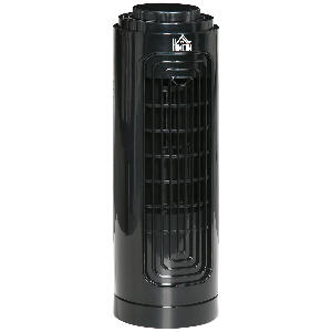 HOMCOM Ventilator stil Coloana Oscilant cu 3 Viteze si Zgomot Redus din ABS si Cupru, Ø11x32.5 cm, Negru | AOSOM RO