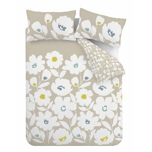 Lenjerie albă/bej pentru pat de o persoană 135x200 cm Craft Floral - Catherine Lansfield