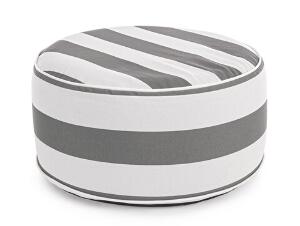 Taburet gonflabil Stripes, Bizzotto, Ø53 x 23 cm, poliester filat rezistent la apa, alb/gri