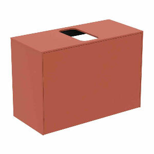 Dulap baza suspendat Ideal Standard Atelier Conca 1 sertar si blat cu decupaj central 80 cm rosu - oranj mat