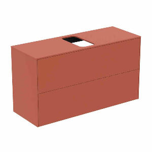 Dulap baza suspendat Ideal Standard Atelier Conca 2 sertare si blat cu decupaj central 100 cm rosu - oranj mat