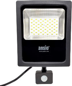 Lampa cu senzor de miscare ANSIO, 30 W, halogen, LED, IP65, negru, alb rece, metal,