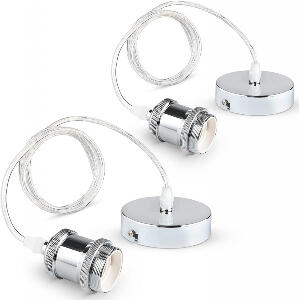 Set de 2 kit-uri de lumina pentru soclu E27 Befurglor, cablu reglabil 1,2 m, metal, alb crom