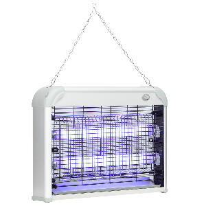 Outsunny Lampa pentru insecte si tantari, de 20W cu lumina LED UV, cu tava detasabila, lampa anti-tantari, alba din ABS si metal, 39x8x28 cm | AOSOM RO