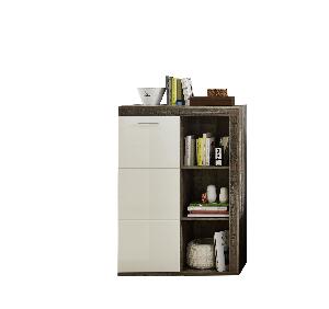 Cabinet din pal si MDF, cu 1 usa Krone Alb / Natur, l87xA38xH125 cm