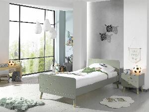 Set Mobila dormitor din pal si MDF, pentru copii 2 piese Billy Verde Olive, 200 x 90 cm
